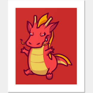 Baby dragon red cute Posters and Art